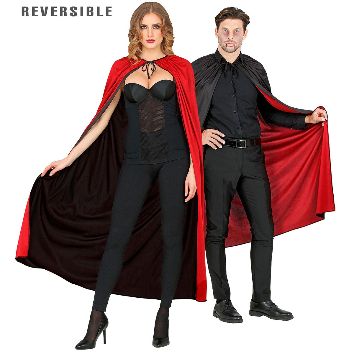 SVART/RÖD VÄNDBAR KAPPA 130 cm