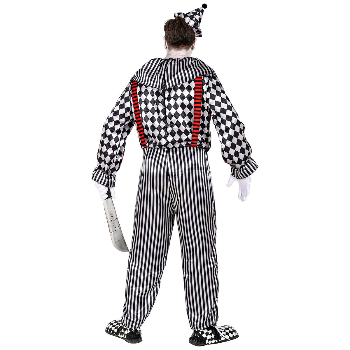 "VINTAGE CLOWN" - jumpsuit med krage och hängslen, huvudbonad M