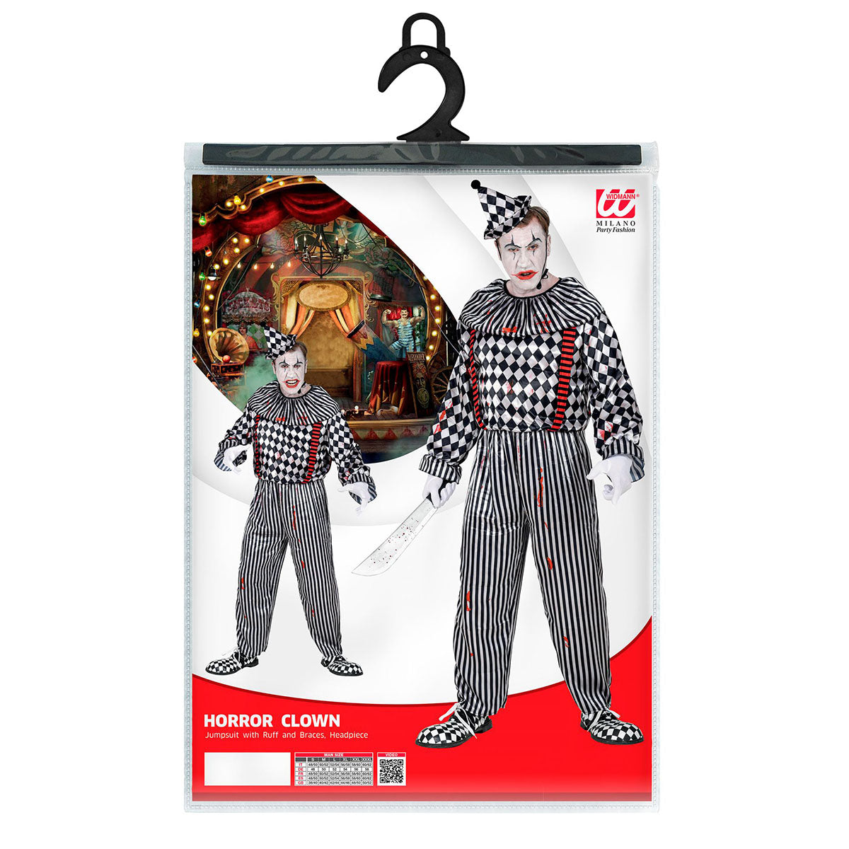 "VINTAGE CLOWN" - jumpsuit med krage och hängslen, huvudbonad M