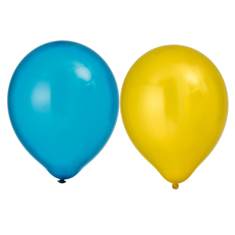 Ballonger 12" METALLIC Blå/Gul 8-P