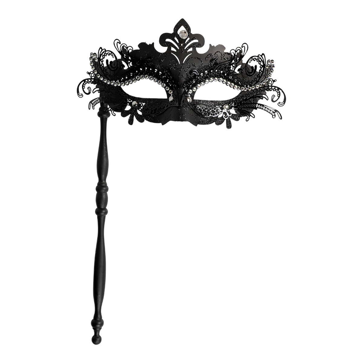 Maskeradmask - Svart med pinne