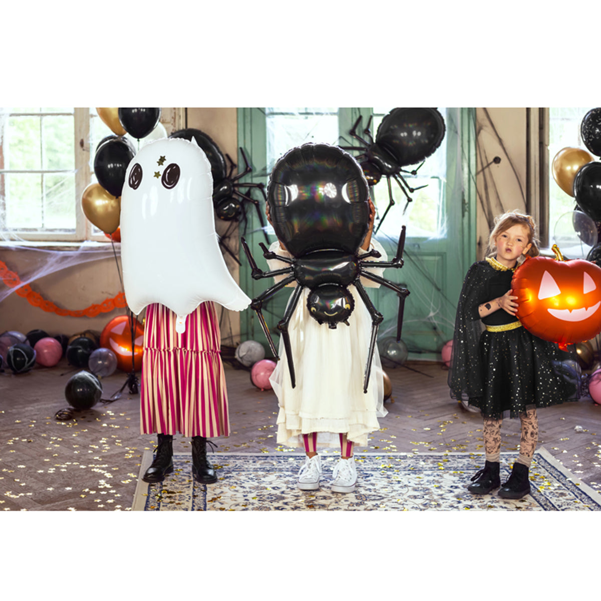 Folieballong - Svart Spindel - 60x101cm