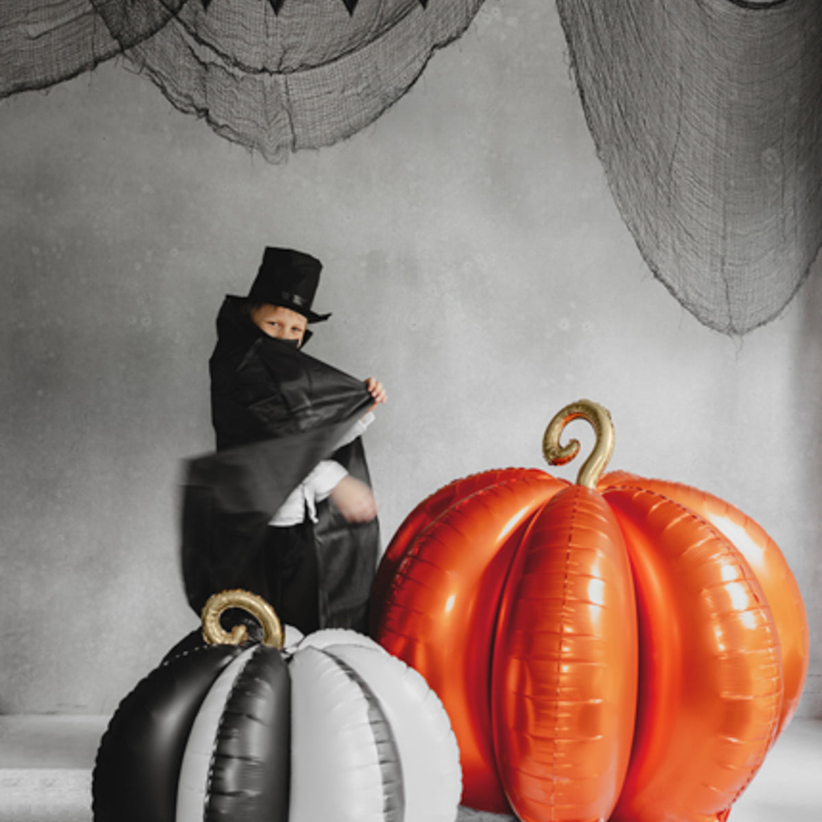 Standing Foil Balloon 3D Pumpkin, 90x90 cm, orange
