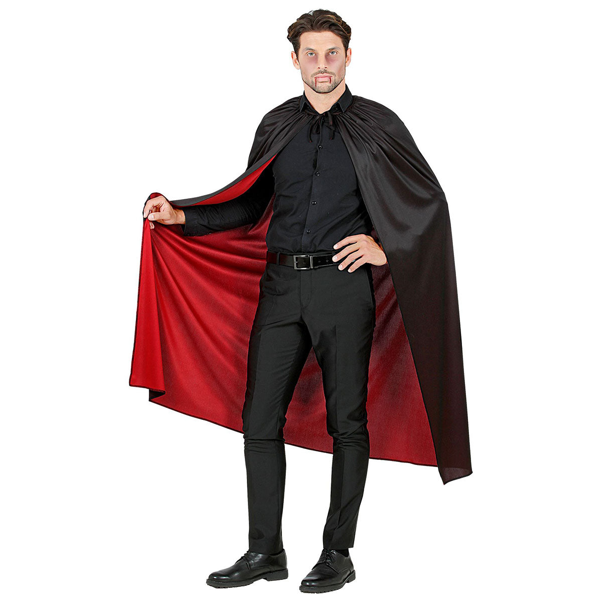 SVART/RÖD VÄNDBAR KAPPA 130 cm
