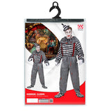 "VINTAGE CLOWN" - jumpsuit med krage och hängslen, huvudbonad M