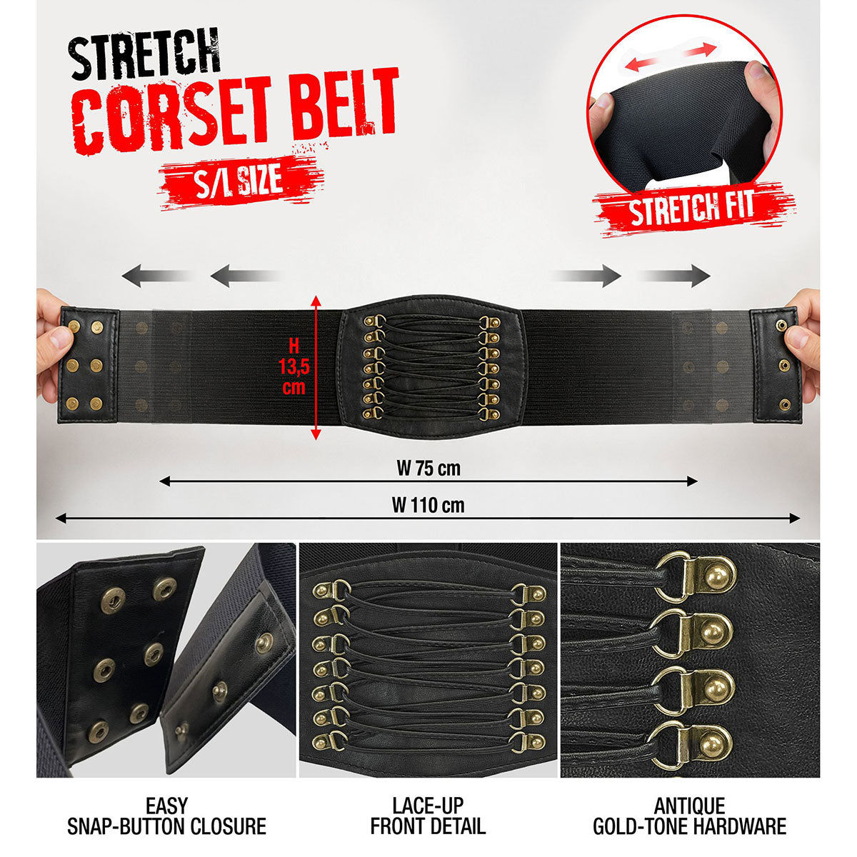 KORSETBÄLTE STRETCH SVART -  S/L