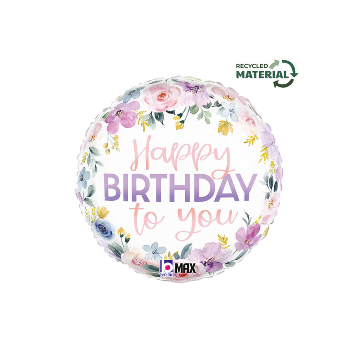 Folieballong - Happy Birthday Blommor 46 cm