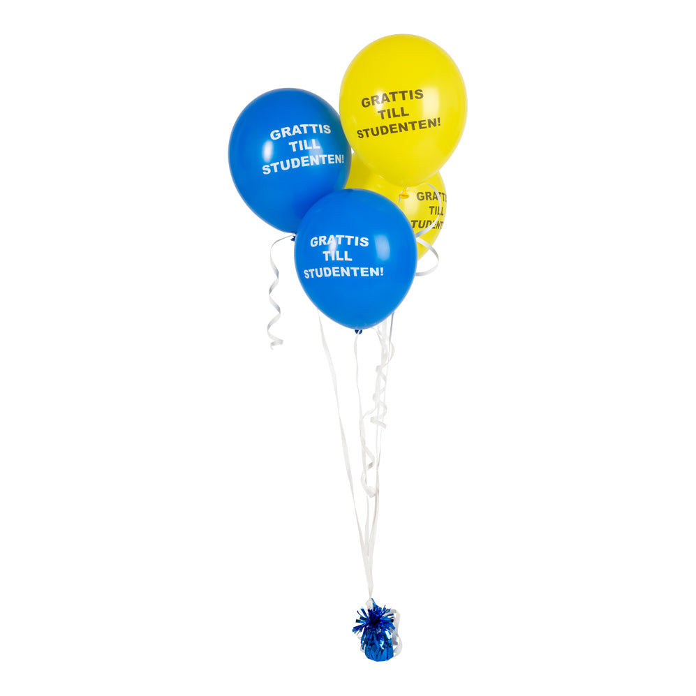 Ballonger 12" STUDENT Blå/Gul 8-P