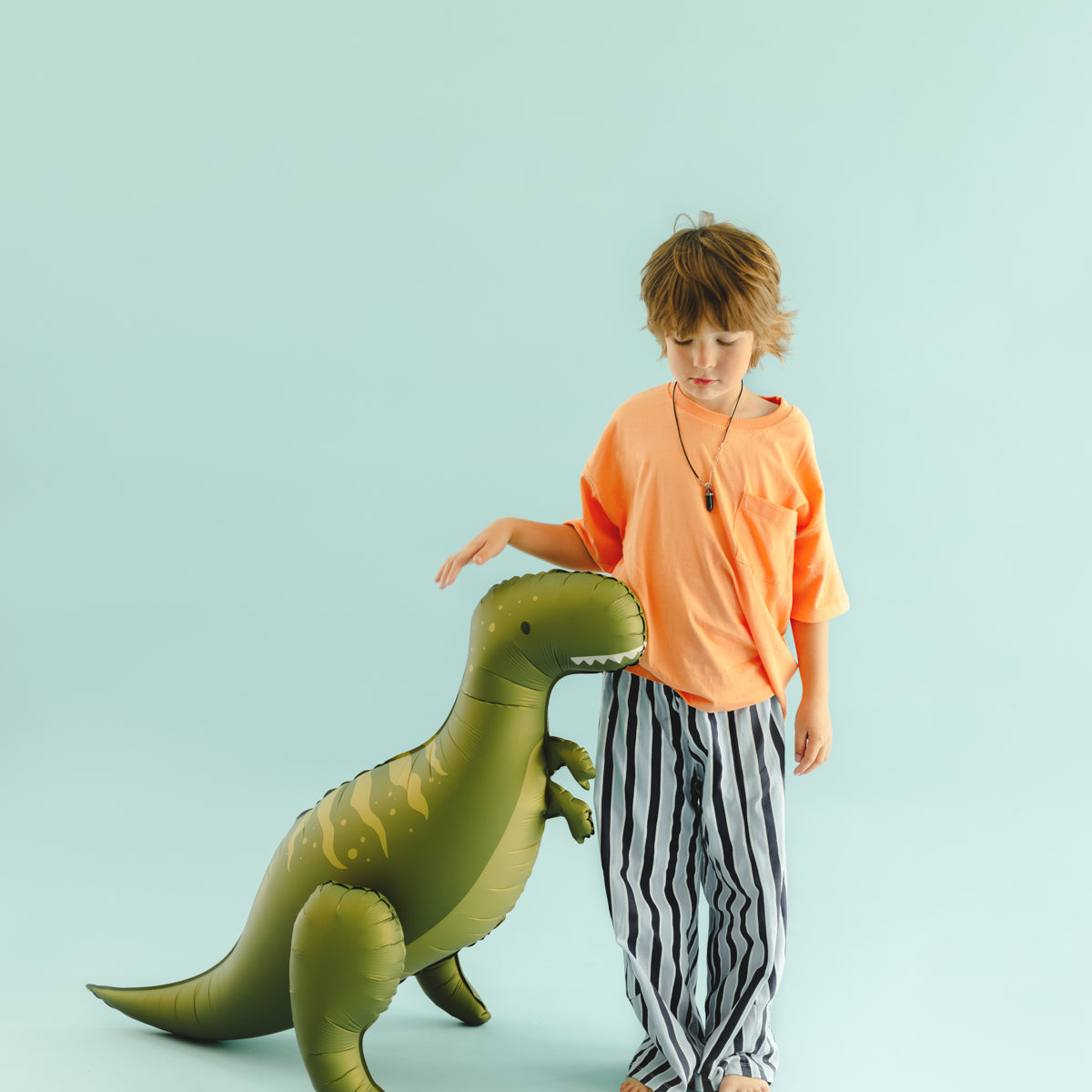 Stående folieballong T-Rex, 93x79 cm, grön