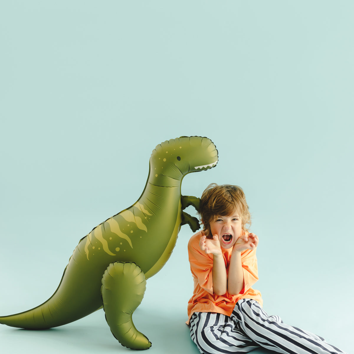 Stående folieballong T-Rex, 93x79 cm, grön
