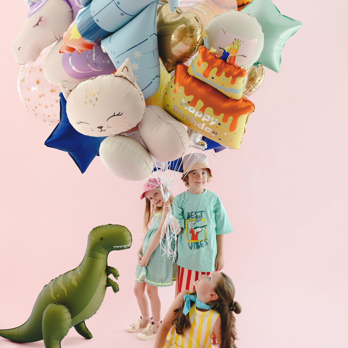 Stående folieballong T-Rex, 93x79 cm, grön