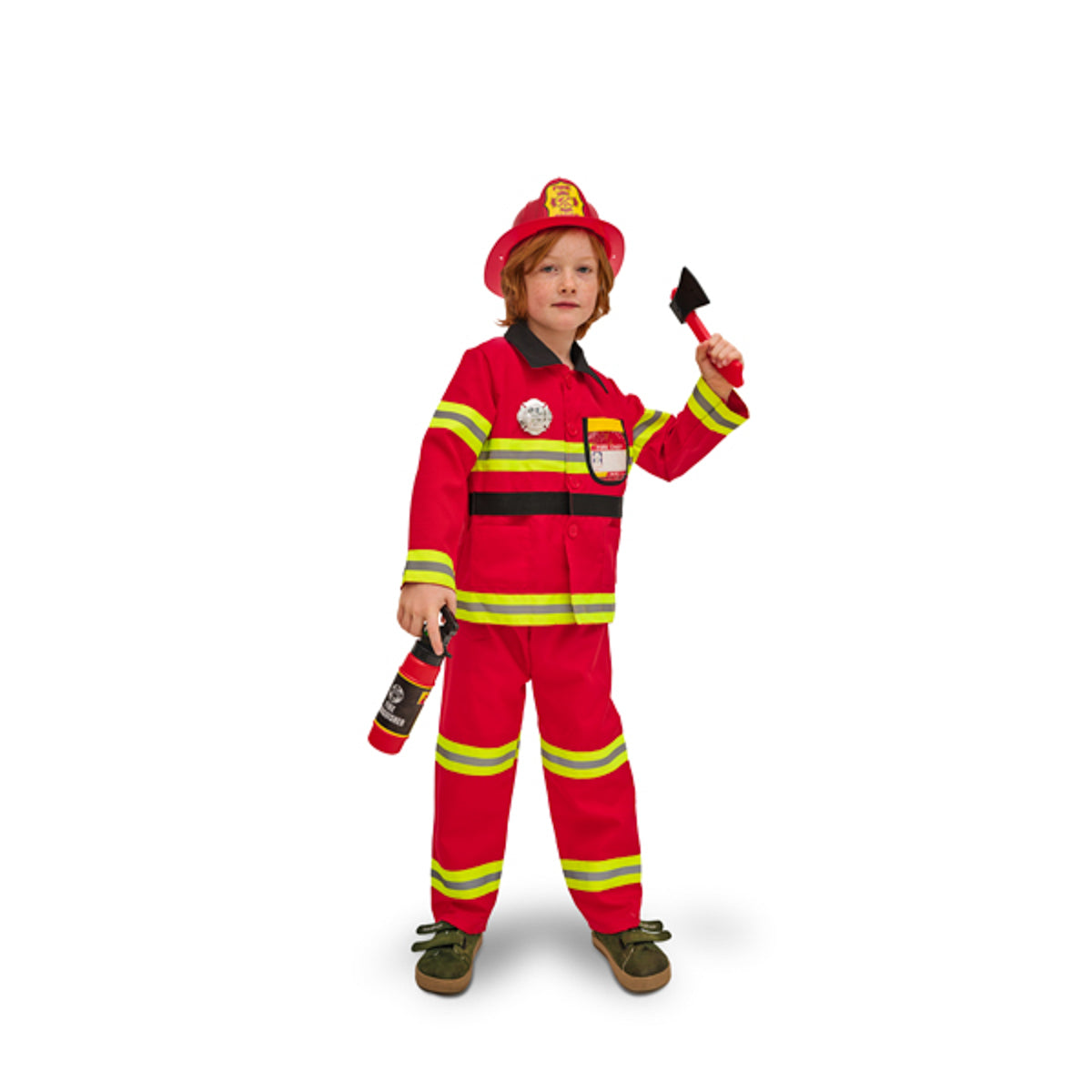 Röd brandman -  96-116 cm - Maskerad Barn