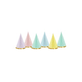 Partyhattar Pastell m guldkant 16CM