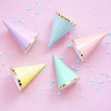 Partyhattar Pastell m guldkant 16CM