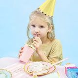 Partyhattar Pastell m guldkant 16CM