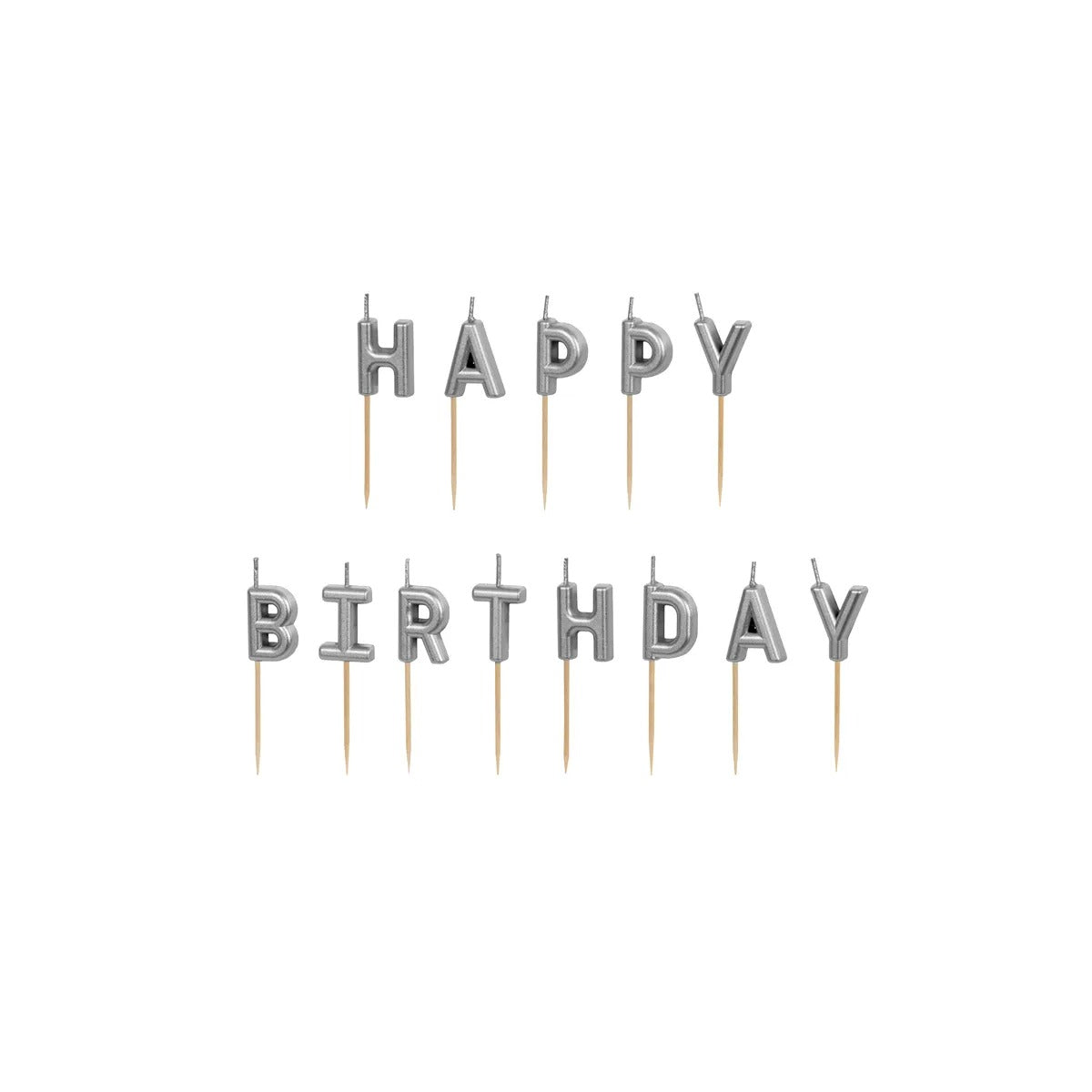 Tårtljus Happy Birthday Silver